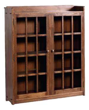 Mission Oak 2 Door Bookcase With Glass Doors - Walnut