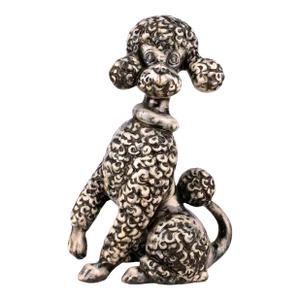 Mid-20th Century French Unglazed Hand-Painted Ceramic Figurine of a Poodle/Dog by Atelier Primavera Au Printemps