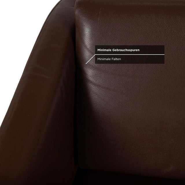 Pavo Leather Chrome Armchair in Brown with Manual Reclining Function by FSM For Sale - Image 11 of 18