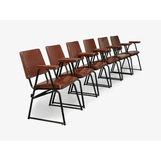 Studio Bbpr, Lacquered Iron, Wood, Twelve Armchairs, Italy, 1960s For Sale - Image 17 of 17