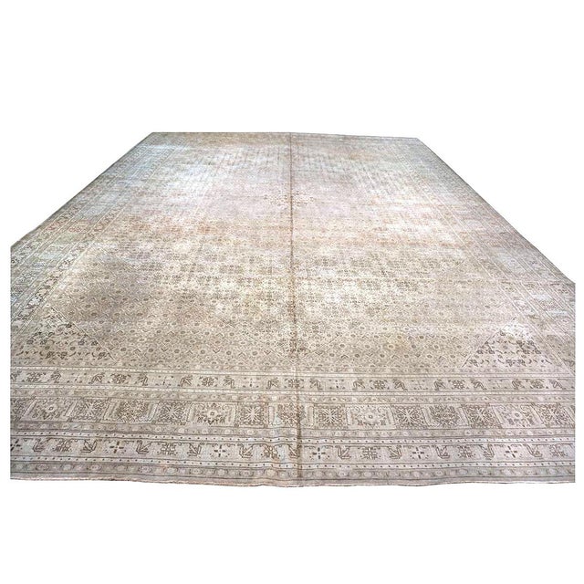 1930s Antique Persian Tabriz Wool 13x18 Gray & Ivory Handmade Oversized Area Rug #1142928 For Sale - Image 5 of 16