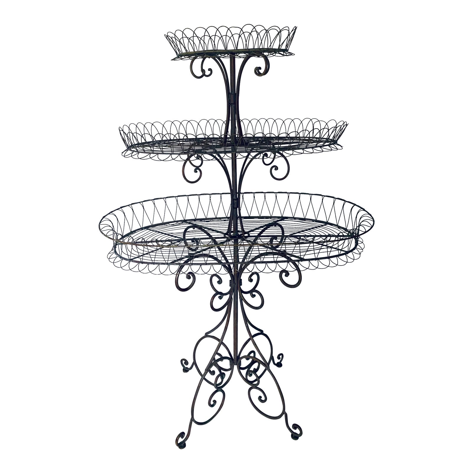Late 20th Century Vintage French Iron Flowers Jardinière Stand | Chairish