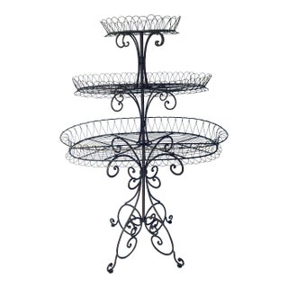Late 20th Century Vintage French Iron Flowers Jardinière Stand For Sale