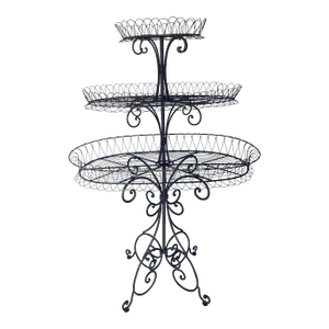 Late 20th Century Vintage French Iron Flowers Jardinière Stand