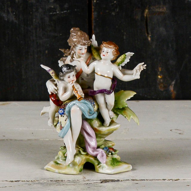 Capodimonte Sculpture Statue of a Woman with Cherubs and Musicians in a Bucolic Scene, 1920s, Ceramic For Sale - Image 10 of 10