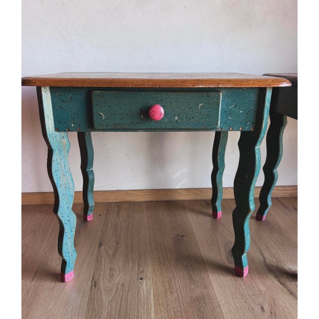Handmade Folk Art Side Tables Nightstands David Marsh/Marsh Fun Co Handpainted Solid Ponderosa Pine Rustic Southwest Cabin Post Modern Memphis Style For Sale - Image 17 of 18