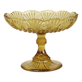 Art Deco Amber Glass Fruit Bowl For Sale