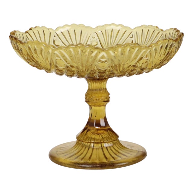 Art Deco Amber Glass Fruit Bowl For Sale