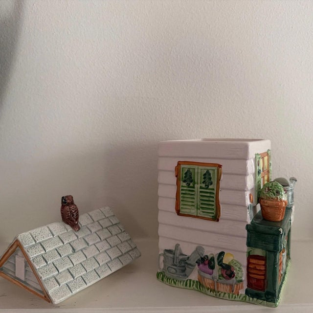 1990s Vintage Fitz And Floyd Garden Shed Cookie Jar For Sale - Image 5 of 5