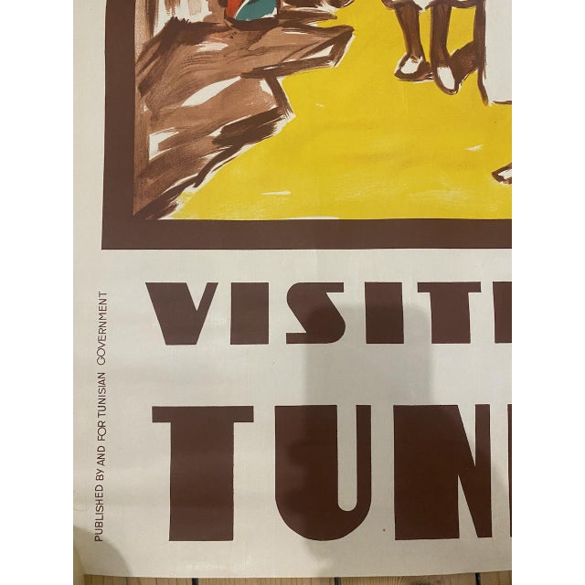 Beautiful and fully original lithograph vintage poster « Visit Tunisia" travel printed in stone-lithography in the 50's...