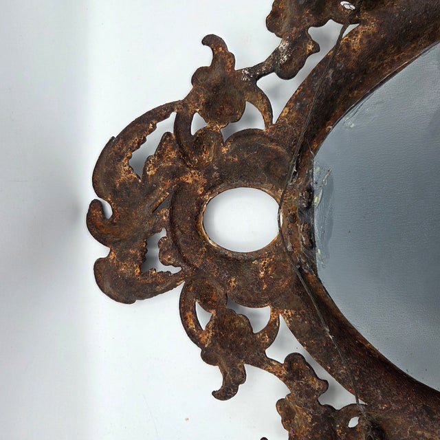 Brown Civil War Era Cast Iron Federal Eagle Picture Frame W/ Mirror For Sale - Image 8 of 10