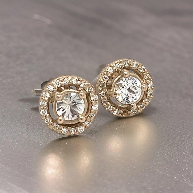 Natural Sapphire and Diamond Stud Earrings 14k W Gold 0.83 TCW Certified $2,950 215614 Nothing says, “I Love you” more...