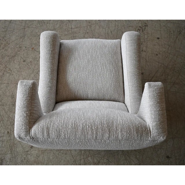 1990s Vladimir Kagan Style Juno Wingback Recliner Chair Newly Reupholstered For Sale - Image 10 of 11