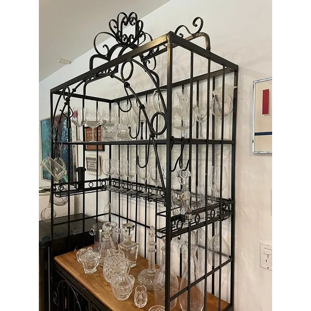 1970s 1970sv Large Kitchen Wrought Iron Wine Storage Rack 92" For Sale - Image 5 of 9