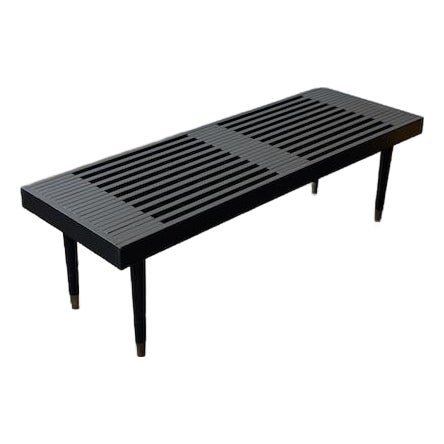 Vintage Black Slat Bench/Coffee Table For Sale