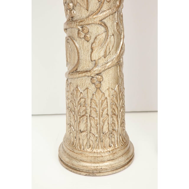 1950s 1950s James Mont Glazed Silver Leaf Finish Lamps - a Pair For Sale - Image 5 of 11