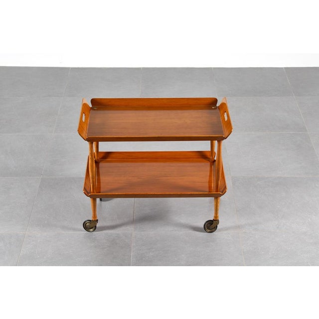 1950s Vintage Italian Serving Cart in Bent Plywood, 1950s For Sale - Image 5 of 18
