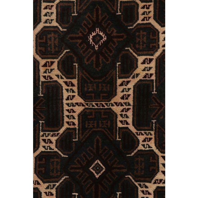 2010s Afghan Baluch Tribal Rug With Beige-Brown and Blue Geometric Patterns For Sale - Image 5 of 7
