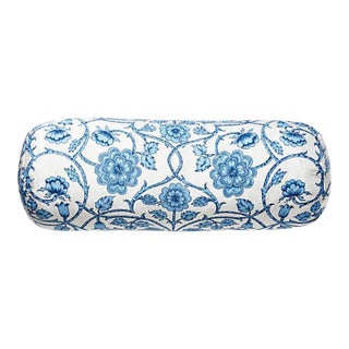 The House of Scalamandré Ornamental Gate Bolster Pillow, Sky For Sale