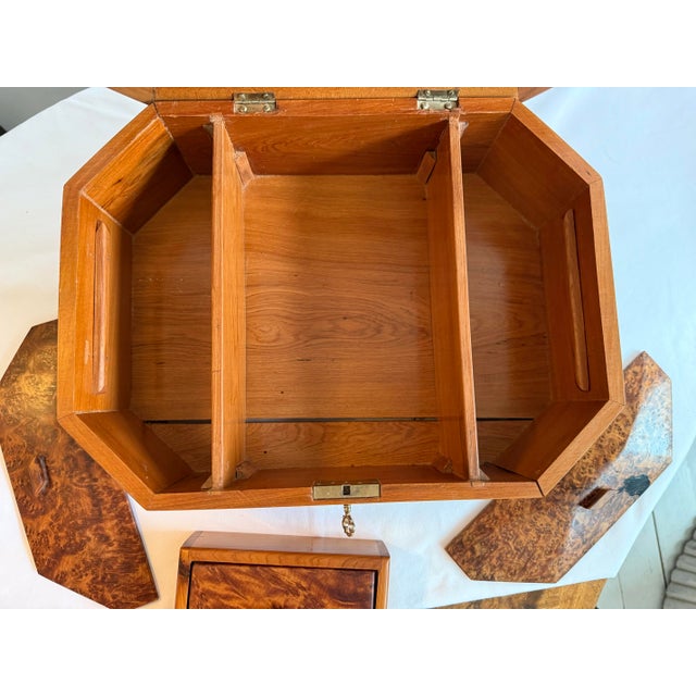 Vintage Handmade Folk Art Burl Wood Jewerly Box For Sale - Image 9 of 11