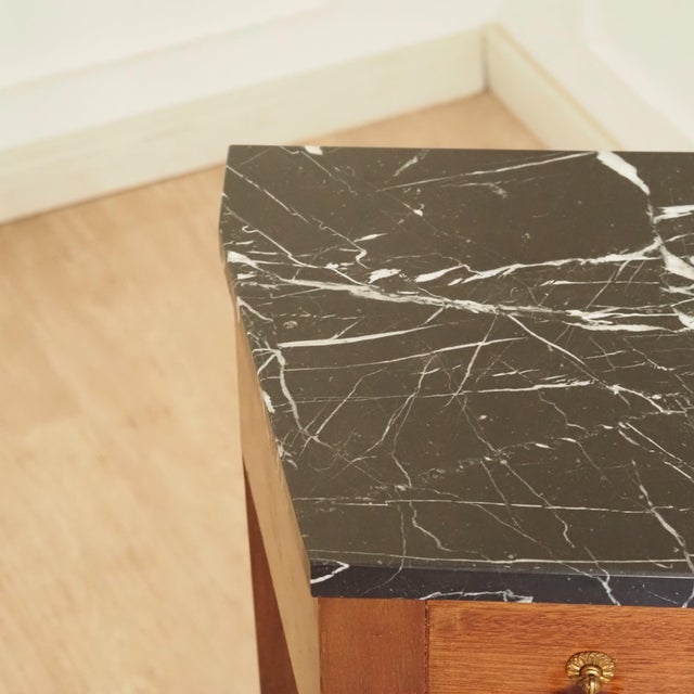 Louis XVI Walnut Console Table with Black Marble Top and Brass Fittings For Sale - Image 10 of 12