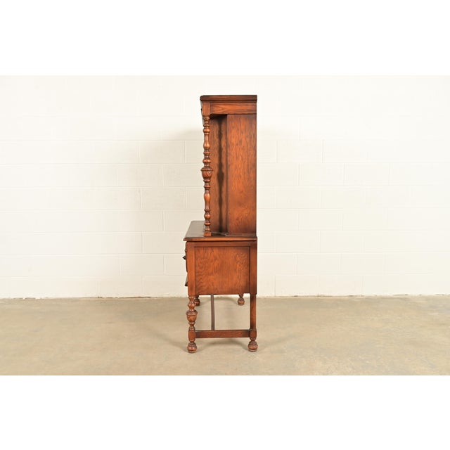 Antique English Jacobean Carved Oak Bar Cabinet, Circa 1920s For Sale - Image 12 of 14