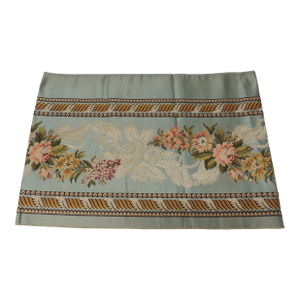 19Th C. Green & Pink Silk Brocade Narrow Fabric Border Textile
