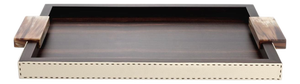Gioele Tray in Matte Amara Ebony Veneer and Aida Pebbled Leather by Arcahorn