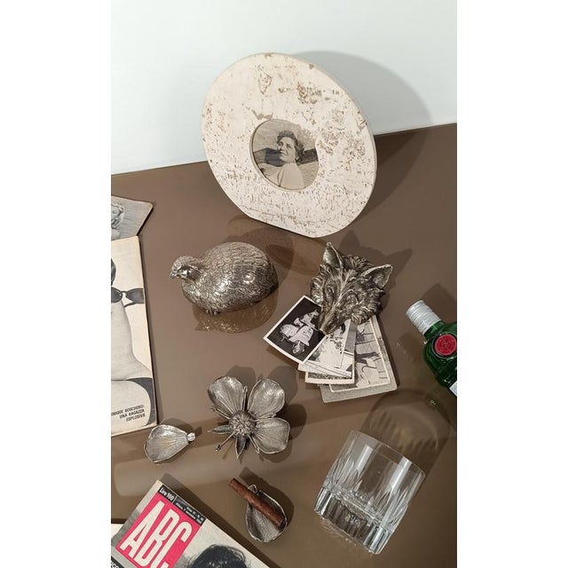 Sculptural box that has the shape of a bird, a quail to be exact. Very realistic in workmanship and size, this box dating...