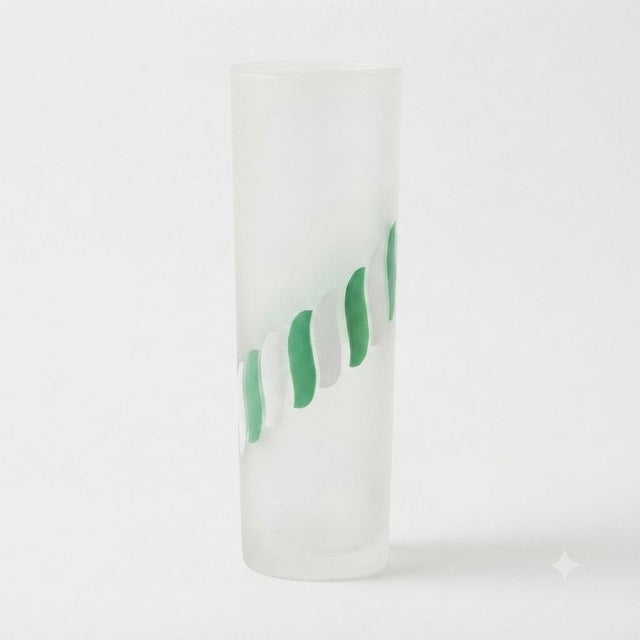 Mid-Century Modern 1950s Hazel Atlas Candy Stripe Frosted Diagonal Stripe Tumblers Set - Set of 6 For Sale - Image 3 of 5