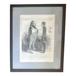 Mid 19th Century Antique French Honore Duamier “La Caricature” Lithograph on New Print, Framed For Sale