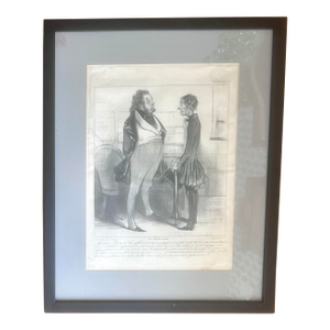 Mid 19th Century Antique French Honore Duamier “La Caricature” Lithograph on New Print, Framed
