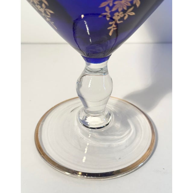 Glass Vintage Bohemian Cobalt Glass Decanter and Six Wine Glass Set For Sale - Image 7 of 11