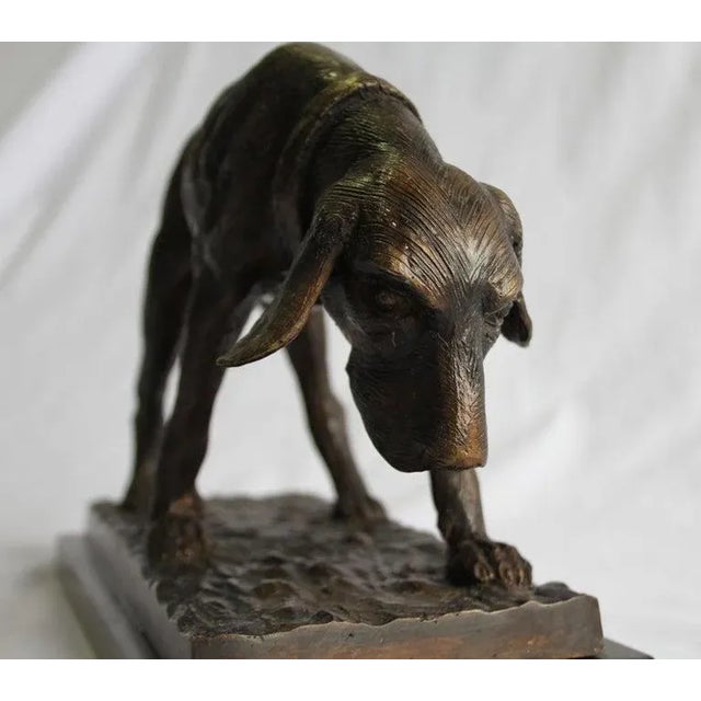 20th-Century French Dark Brown Bronze Dog Sculpture For Sale - Image 4 of 6