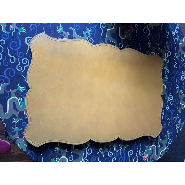 Vintage Tole Chinoiserie Tray Table With Faux Bamboo Collapsible Stand For Sale - Image 4 of 12