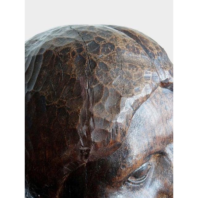 Large Bust of a Woman Carved with a Gouge, 19th Century, Wood For Sale - Image 12 of 17