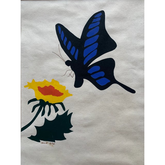 Original, stunning gouache painting on rice paper. Matted but not framed. Signed to the lower left and dated 2/70.