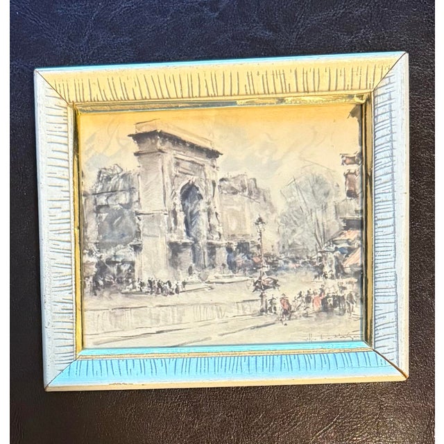 Mid-Century Modern 1950s Mid-Century Modern Hugh Frank Wagner Paris Landmark Triptych Framed Lithographs - Set of 3 For Sale - Image 3 of 12