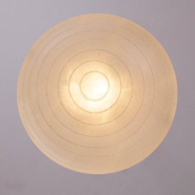 Suspension Light with White Murano Glass Sphere with White Striped Decoration, Italy, 1980s For Sale - Image 6 of 10