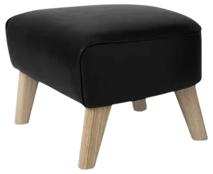 Black Leather and Natural Oak My Own Chair Footstool by Lassen