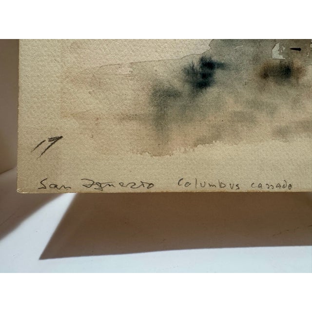 1950s Henry Emil Salloch Original Watercolor on Paper San Ignacio, Columbus. For Sale - Image 5 of 8