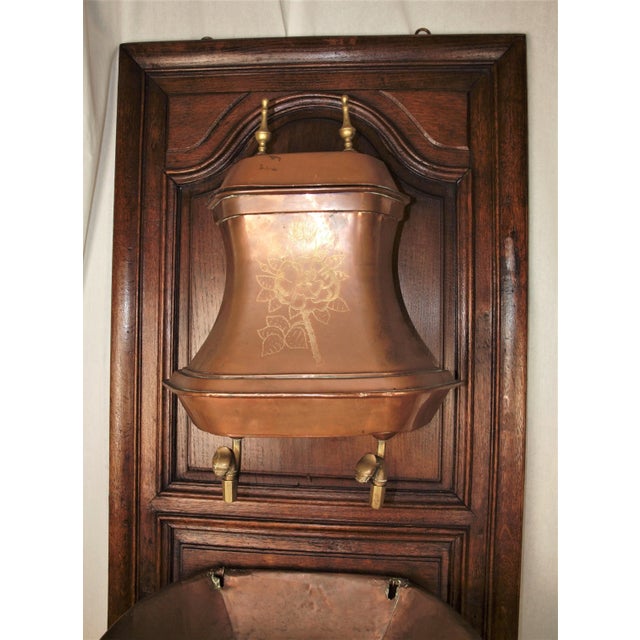Antique French Hammered Copper & Lavabo Wall Hanging Fountain & Basin Mounted on Door For Sale - Image 10 of 11