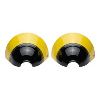 Pair of Murano Yellow and Black Glass Wall Sconces, Late 20th Century For Sale