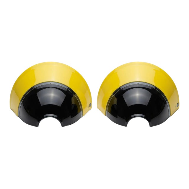 Pair of Murano Yellow and Black Glass Wall Sconces, Late 20th Century For Sale