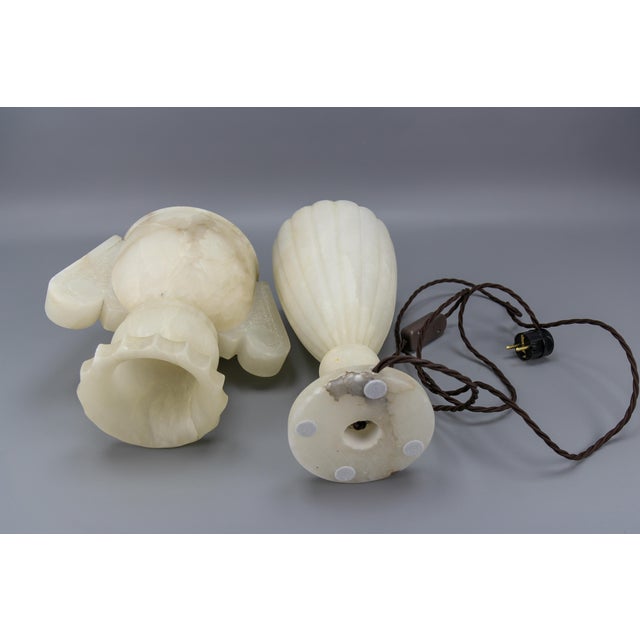 Neoclassical Style Alabaster Amphora-Shaped Table Lamp, 1930s For Sale - Image 16 of 18