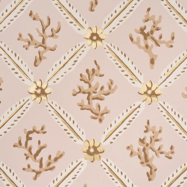 Contemporary SAMPLE - Schumacher x Timothy Corrigan Corail Leaf Trellis Wallpaper In Mocha For Sale - Image 3 of 5