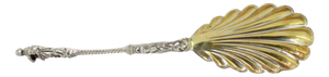 Gold-Plated Silver Fruit Spoon with Twisted Handle and Pious Lady