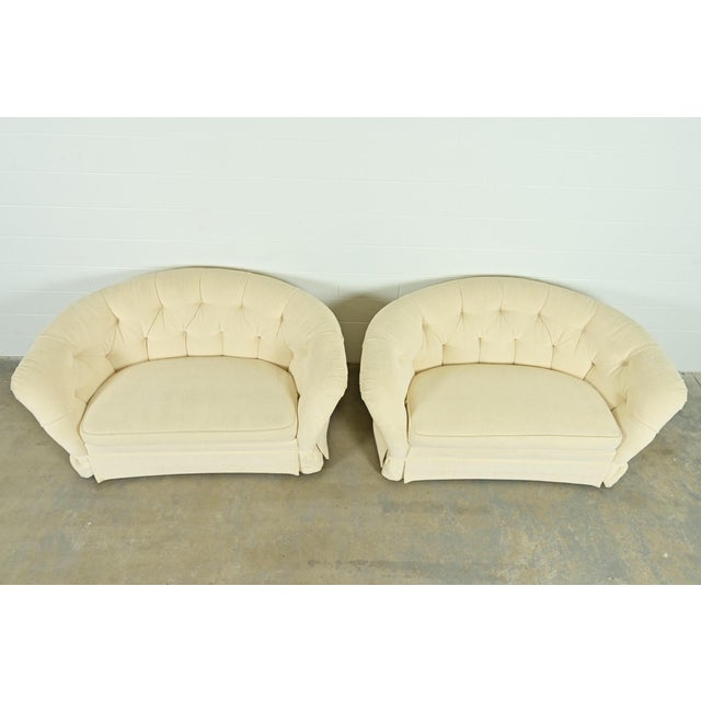 1960s Baker Furniture Mid-Century Hollywood Regency Tufted Sofas or Loveseats, Pair For Sale - Image 5 of 13