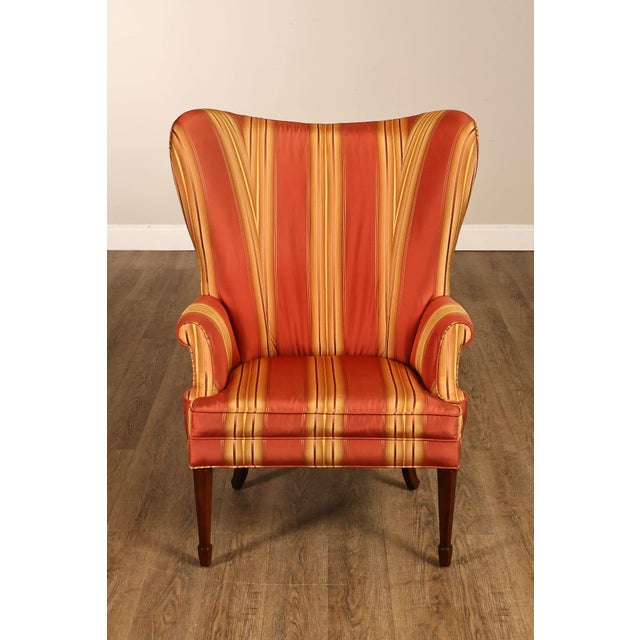 Custom Quality Pair Of Mahogany Fanback Wing Chairs For Sale - Image 17 of 18
