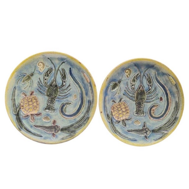 French Country Pair of 19th Century French Majolica Palissy Platters For Sale - Image 3 of 7